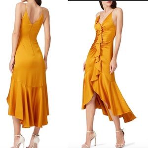 Jonathan Simkhai Gold Ruffle Sleeveless Dress